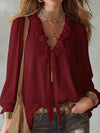 Women Going Out Fashion Sexy Ruffle Long Sleeve Blouse
