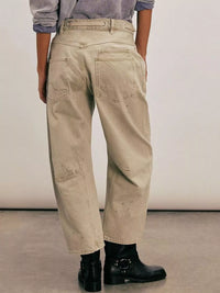 Back view of beige jeans
