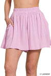 Zenana Woven Elastic Band Shorts With Pocket For Women