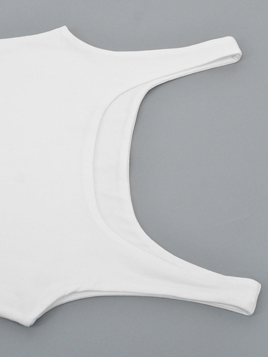 White bikini top on a gray background