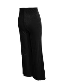 Black wide-leg pants on a white background