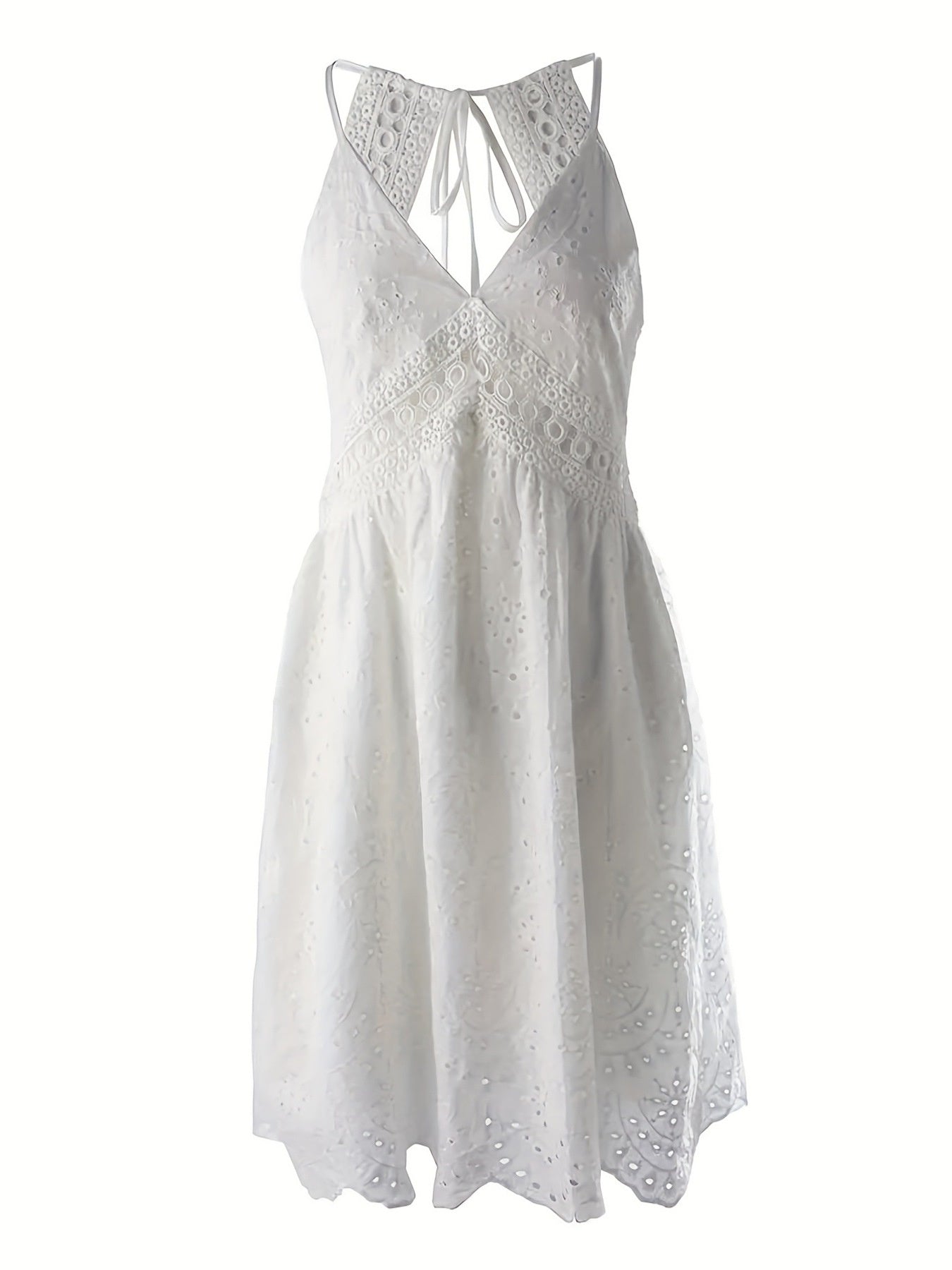 White lace dress on a white background