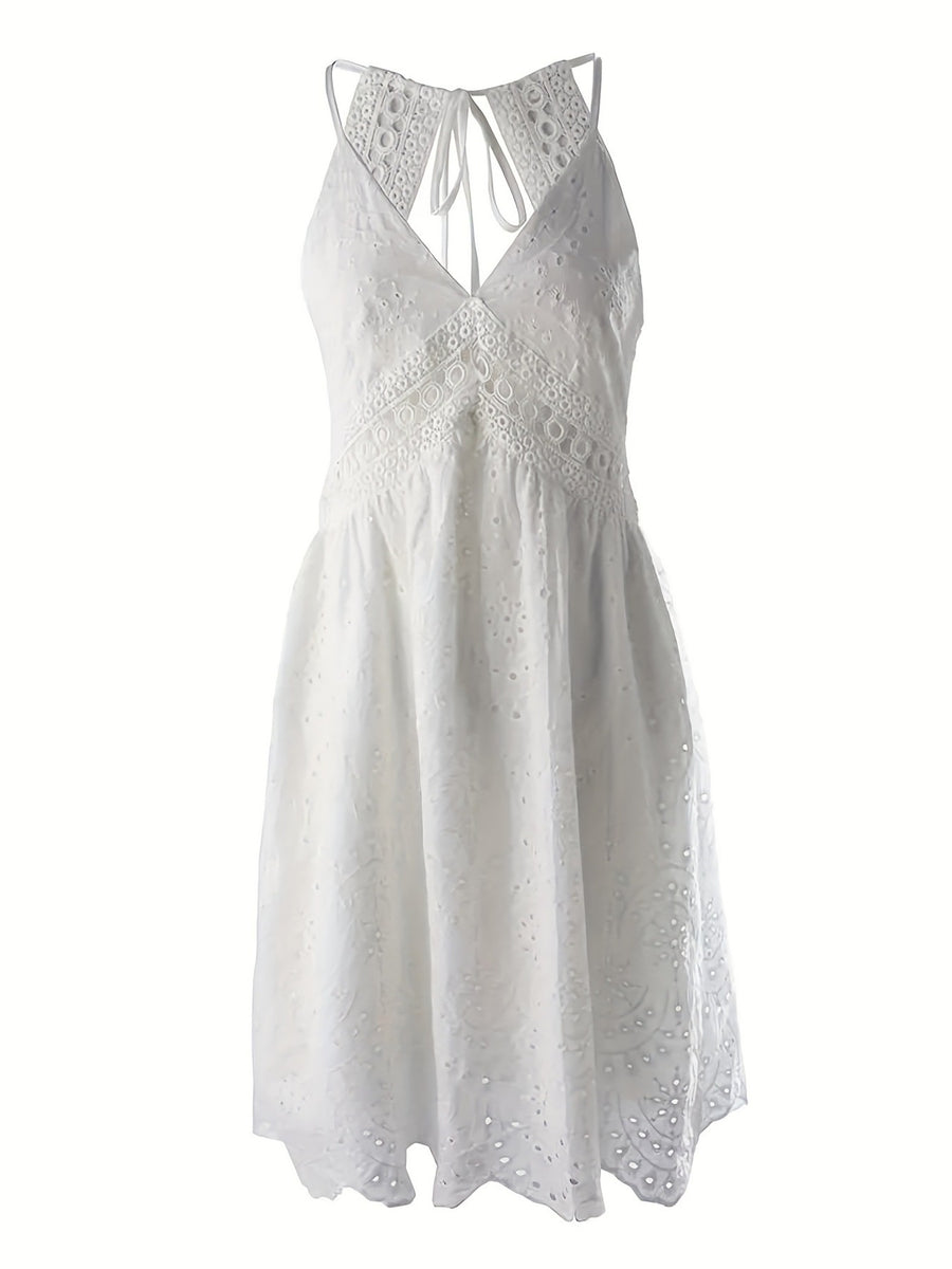 White lace dress on a white background