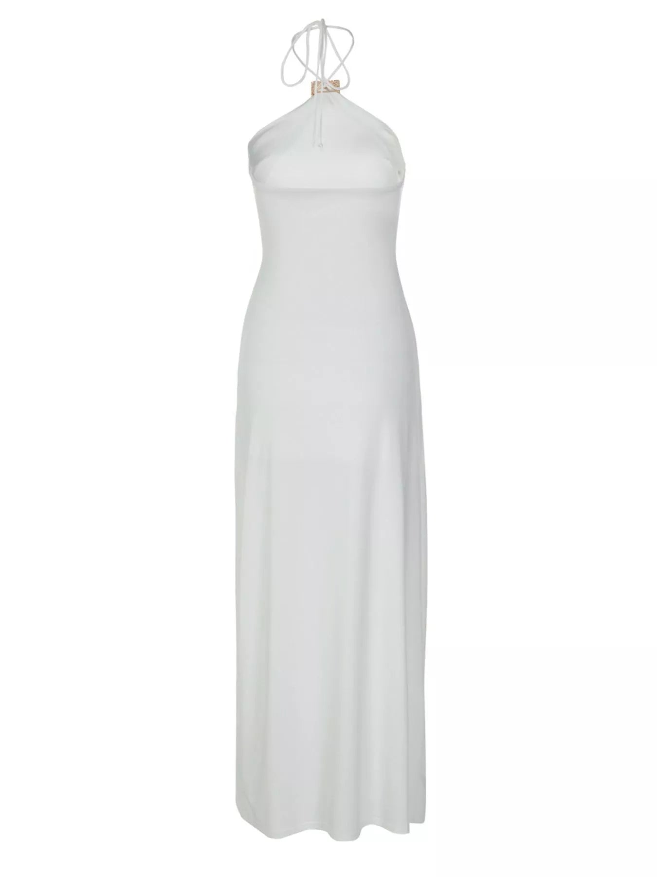 White halter neck gown on a white background
