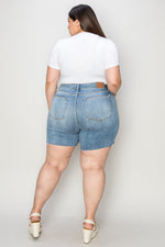 Judy Blue Full Size High Waist Raw Hem Denim Shorts