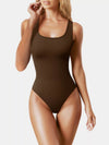 Full Size Ribbed Knit Sleeveless Scoop Neck Bodysuit Plus Size
