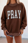 Polka Dot Trim 'PRAY' Graphic Sweatshirt