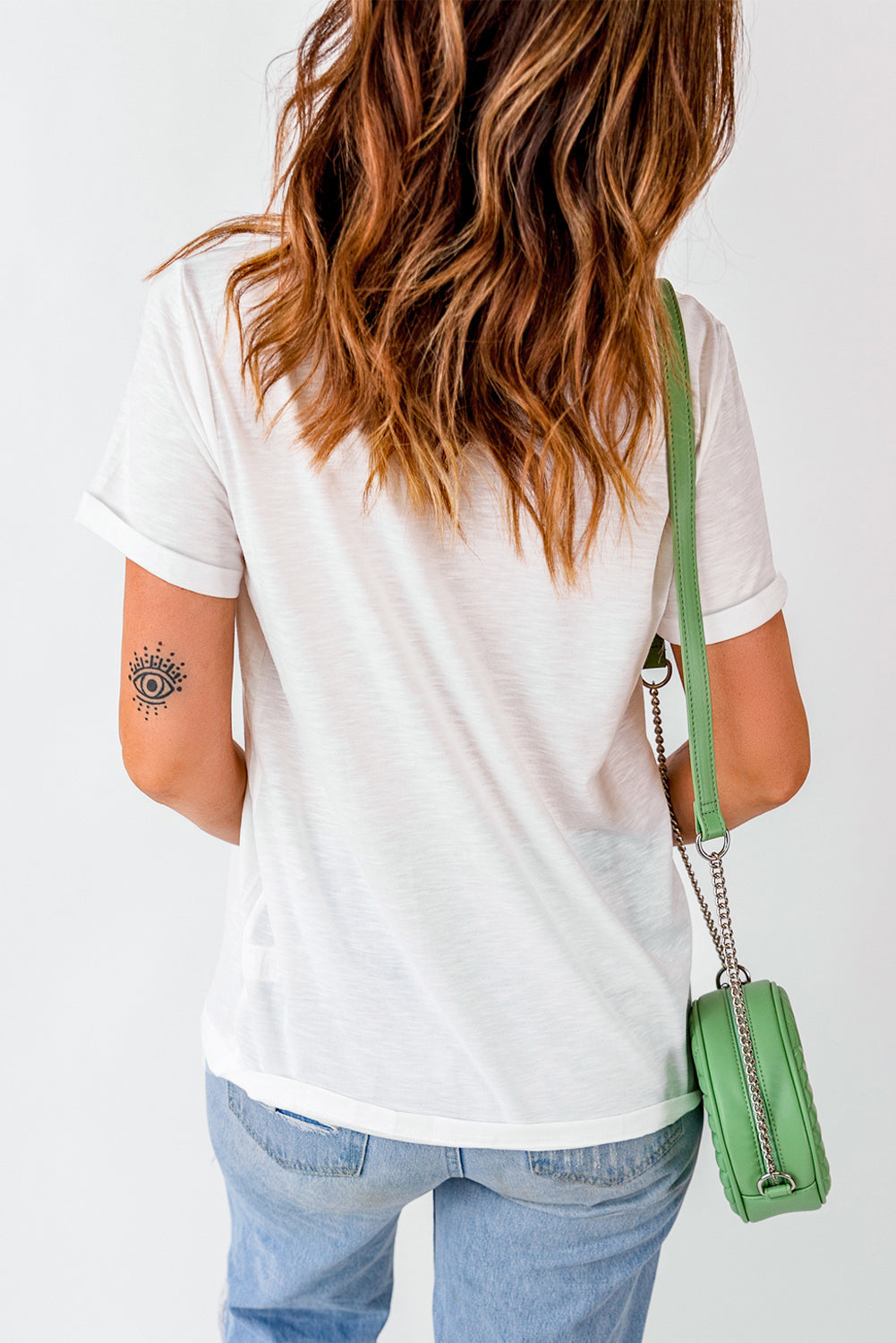Back view of Cowboy Graphic Round Neck Short Sleeve T-Shirt