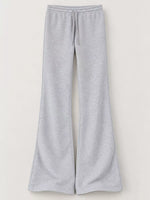 Light gray heathered wide-leg sweatpants with an elastic waistband and drawstring, shown flat against a light beige background.