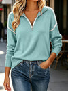Quarter-Zip Dropped Shoulder Sweater