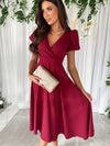 Surplice Short Sleeve Midi Dress