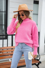 Pink Angel Wings Turtle Neck Long Sleeve Pullover Sweater