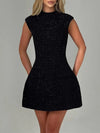 Cutout Back Round Neck Cap Sleeve Mini Dress