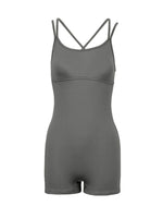 Gray swimsuit with thin straps on a white background