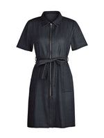 Black dress with a zipper on a white background