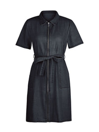 Black dress with a zipper on a white background