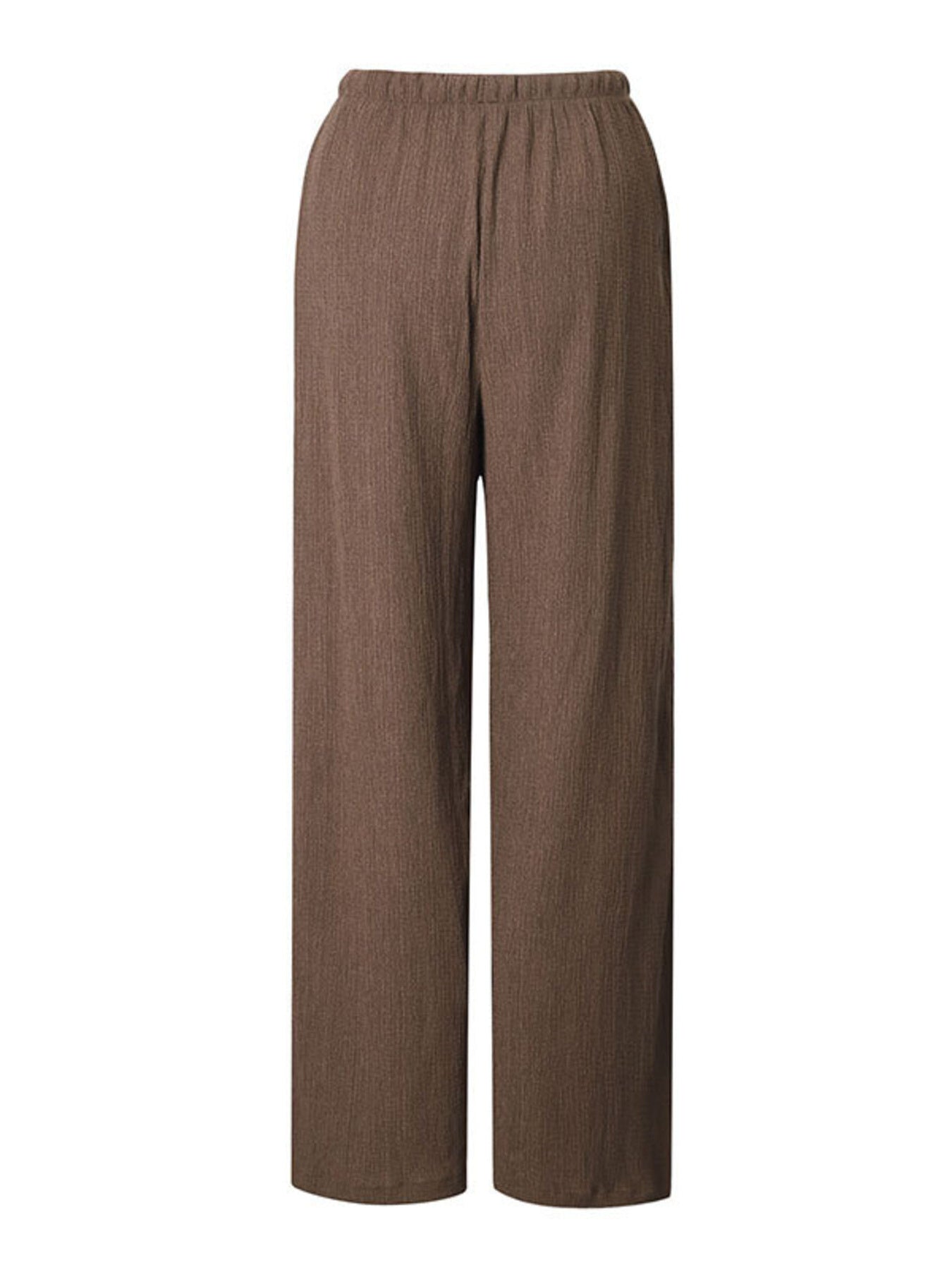 Brown wide-leg pants on a white background