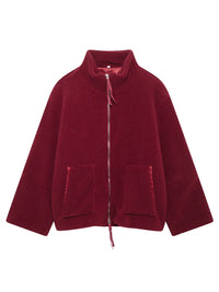 Red fleece jacket on a white background
