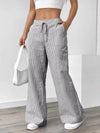 Striped Drawstring Wide-Leg Pants For Ladies