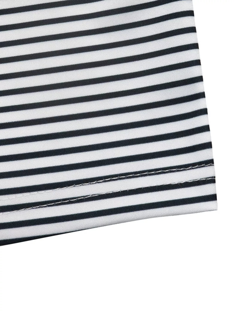 Close-up of a black and white striped fabric