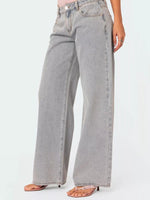 Left side view of Washed Wide Leg Jeans