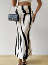 High-Waisted Ruched Printed Maxi Skirt