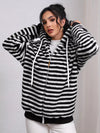 Striped Plush Zip-Up Hooded Outerwear