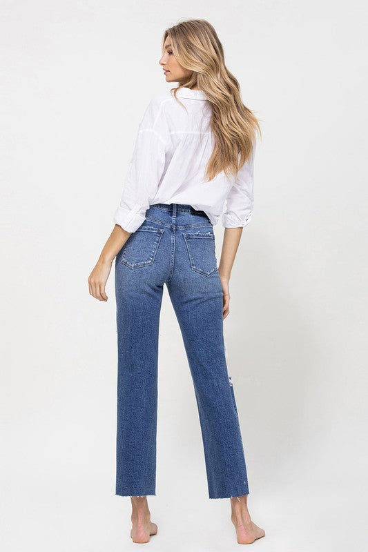 Distressed High Rise Ankle Relaxed Straight Jeans for you