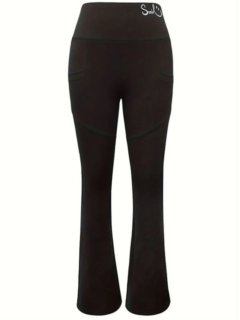 Black flared pants on a white background