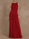 Ruched Sleeveless Maxi Dress For Ladies