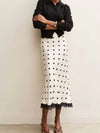 Polka Dot Midi Skirt with Lace Trim