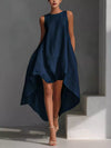 High-Low Round Neck Sleeveless Dress For Ladies