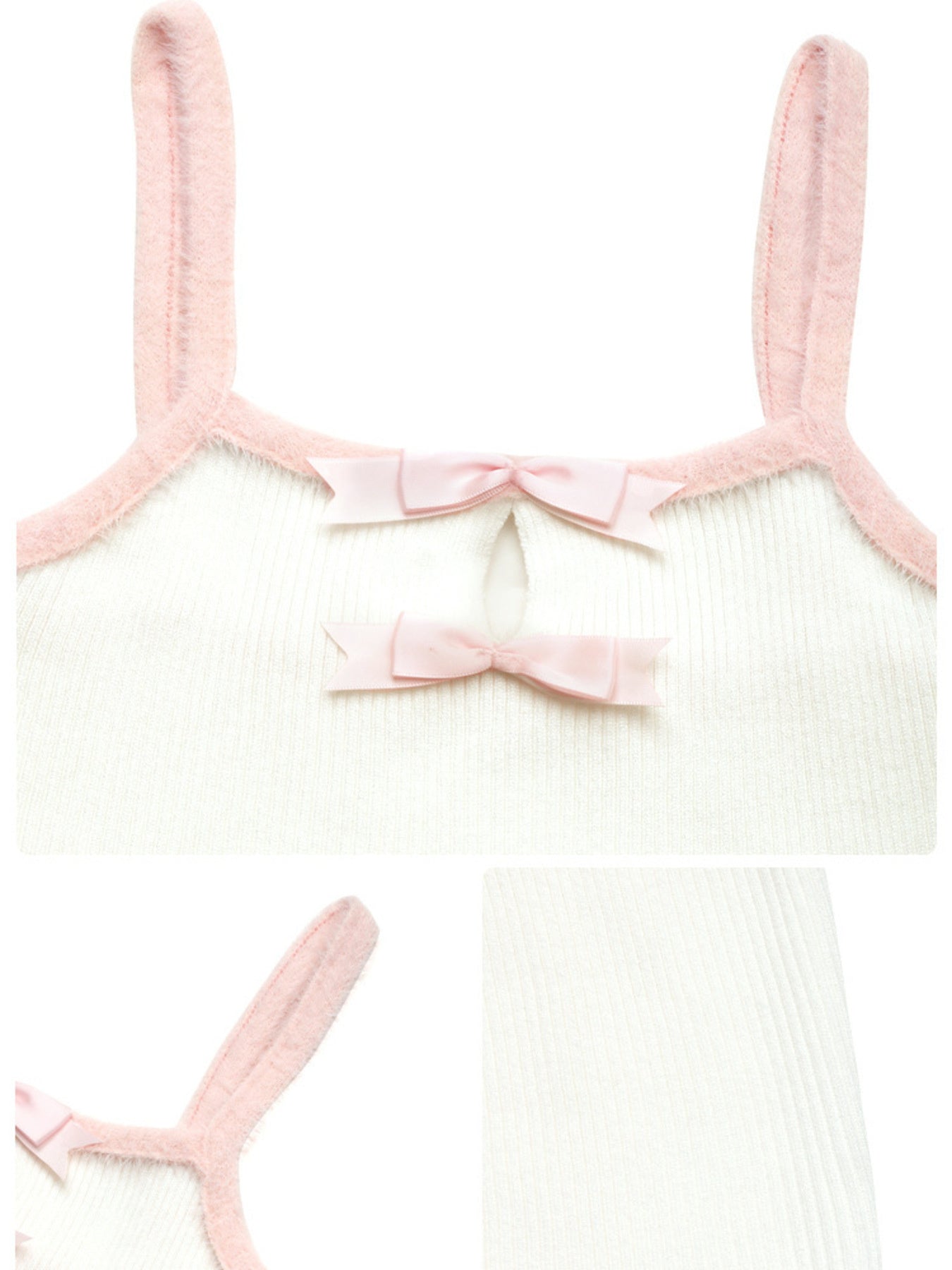 White baby romper with pink straps and bow on a white background