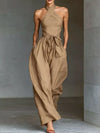 Halter Neck Wide-Leg Jumpsuit with Waist-Tie Detail