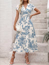 Printed Short Sleeve Midi Dress For Women