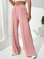 Close up view of pink Elastic Waist Wide Leg Jogger Pants