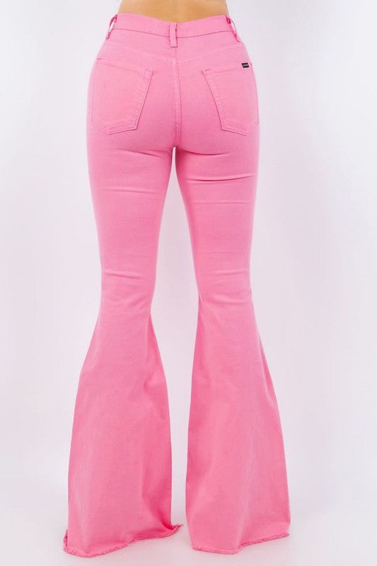 the back of Bell Bottom Jean in Pink