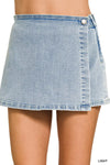Jean Skorts for Woman 2026 High Waisted Trendy Zenana Wrap Front Denim Skort