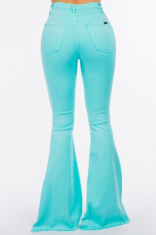 Back view of Bell Bottom Jean in Turquoise