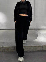 Black Zip Up Hoodie and Pocketed Pants Set