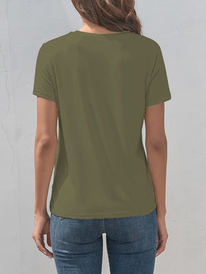 Back view of Dragonfly Graphic Round Neck Short Sleeve T-Shirt