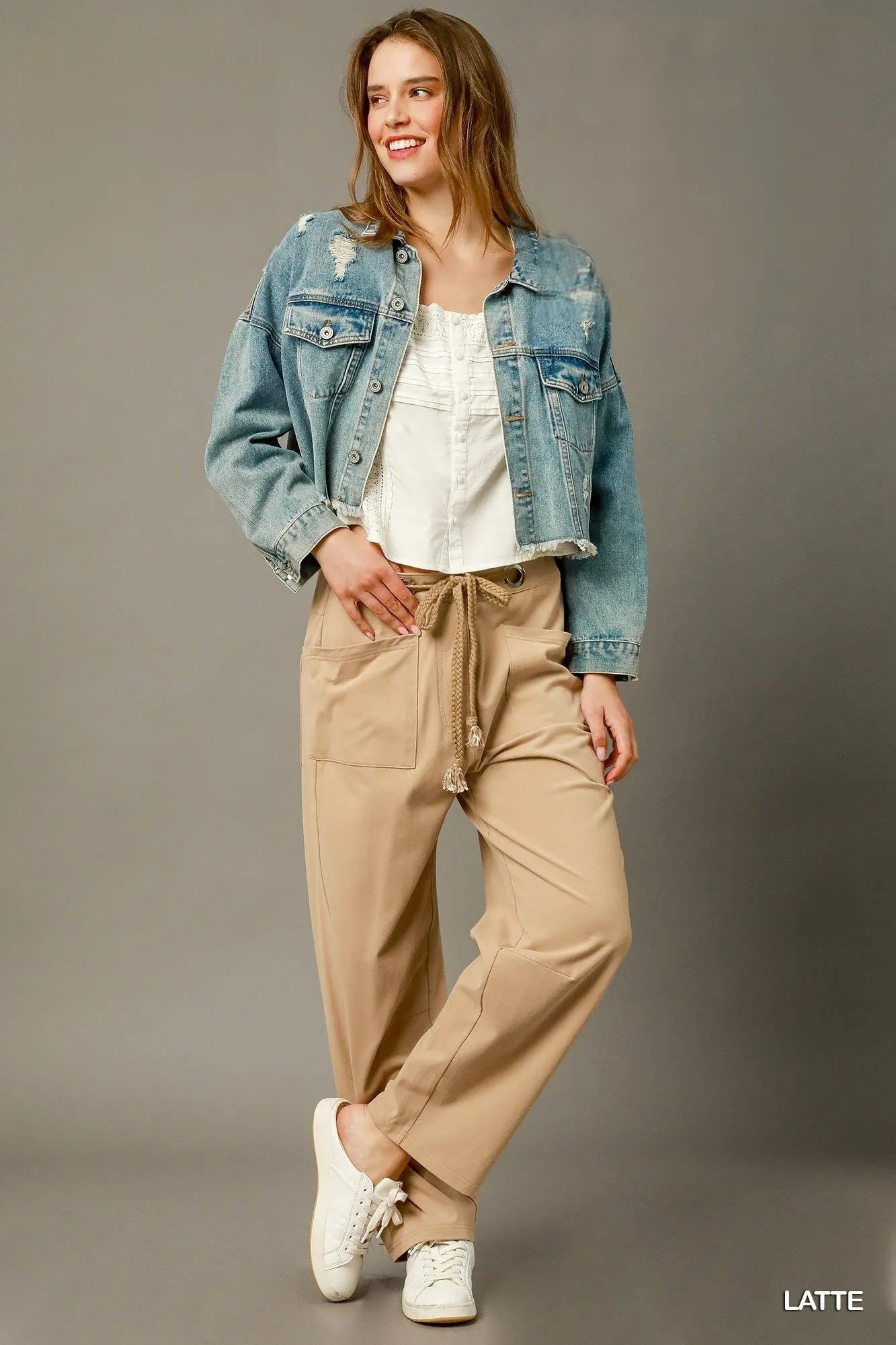 Front view of Umgee Cargo-Inspired Drawstring Pants