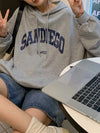 Letter Graphic Long Sleeve Hoodie For Women