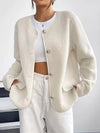 Full Size Textured Button-Up Fleece Outerwear Plus Size