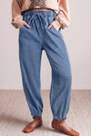 Elastic Waist Harem Ankle Length Jeans