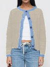 Contrast Trim Button-Up Cardigan