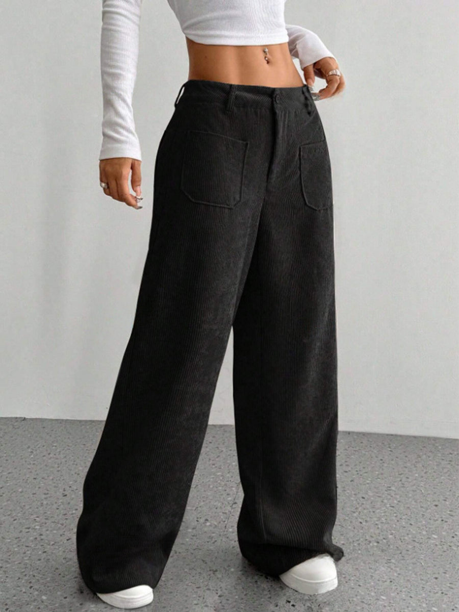 Black Wide Leg Pants with Pockets