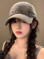 Woman wearing Letter Casual Baseball Cap