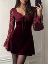 Lace Flare Sleeve Mini Dress