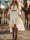 Lace Trimmed High-Low Dress